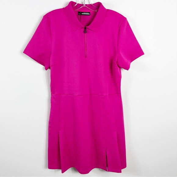 J. Lindeberg Kanai Lux Sculpt Mini Dress Size Large NWT Fuchsia Pink - Picture 3 of 9